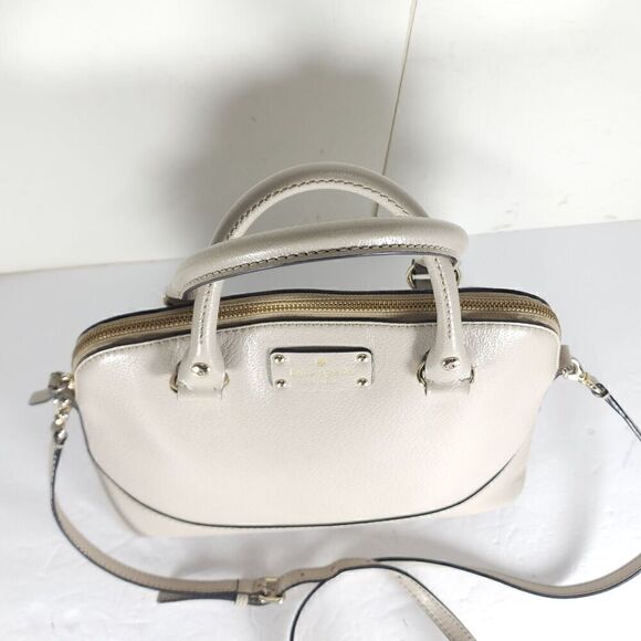 KATE SPADE NEW YORK Wellesley Rachelle ivory Leather Satchel Bag Purse - Picture 3 of 16